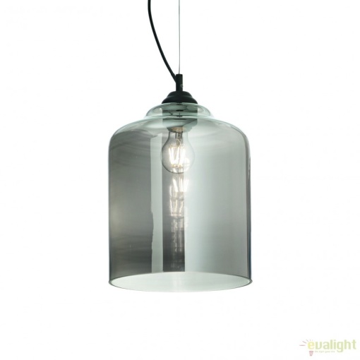 Lustra diametru 24cm, din sticla suflata manual, BISTRO SP1 SQUARE fumurie 112312