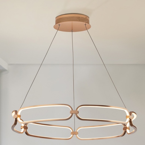 Lustra LED suspendata design ultra-modern 80cm Colette auriu roze