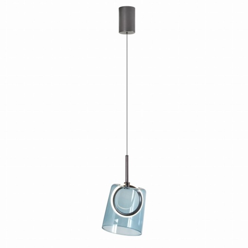 Pendul modern LED 3000K, inaltime reglabila, sticla, albastru, Zula