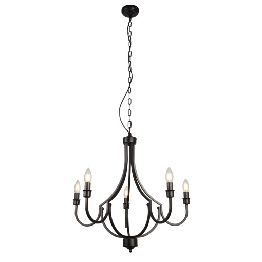 Candelabru cu 5 brate design rustic Lodge negru