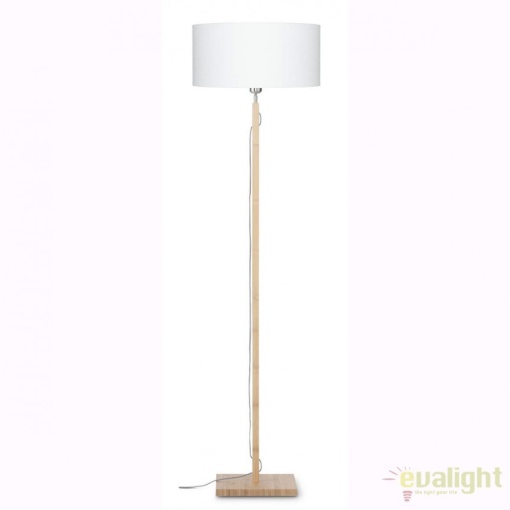 Lampadar modern cu baza din lemn si abajur textil FUJI, alb FUJI/F/4723/W