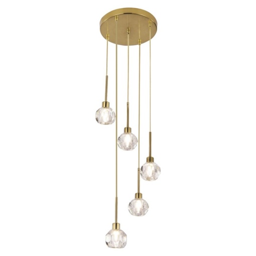 Lustra cu 5 pendule design clasic KASSIA auriu 5396 RX