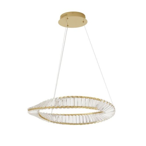 Lustra LED suspendata , dimabila, cristal design elegant AURELIA auriu 60cm