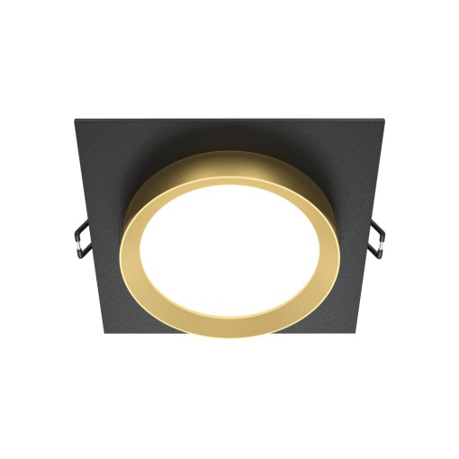 Spot incastrabil design tehnic Loop negru, auriu 11x11cm - Img 1