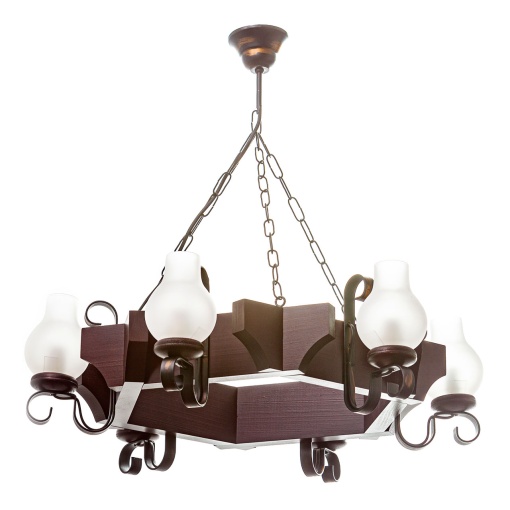 Candelabru rustic fabricat manual din lemn dim.65x65cm, 6 brate Queen WOOD-QU-SP6