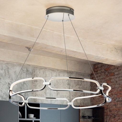 Lustra LED suspendata design ultra-modern 80cm Colette. crom
