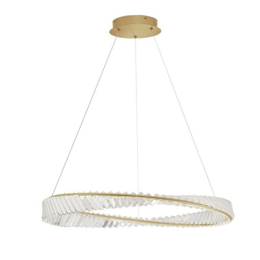 Lustra LED suspendata , dimabila, cristal design elegant AURELIA auriu 80cm