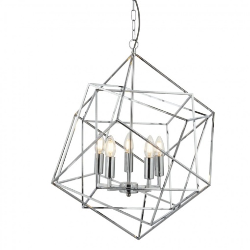 Lustra moderna design geometric Cube 5L crom 7865-5CC SRT