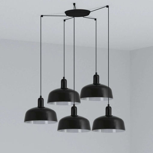 Lustra suspendata design modern TATAWIN M 5L negru