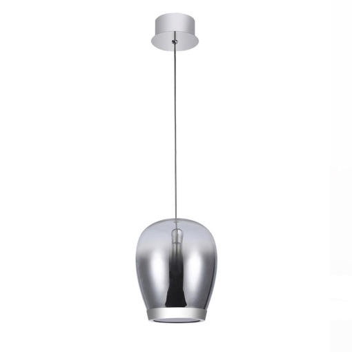 Pendul LED modern design decorativ Suspiro D-18cm crom/fumuriu