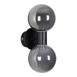 Aplica baie Protectie IP44 metal negru, sticla fumurie Luminsphere 2Lt