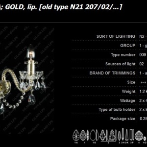 Aplica cristal Bohemia N21 009/02/1-A; GOLD, lip. 45670 universul-luminii.ro