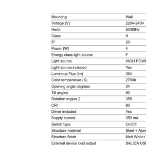 Aplica cu reader LED directionabil stil minimalist GABO USB C alb - Img 8