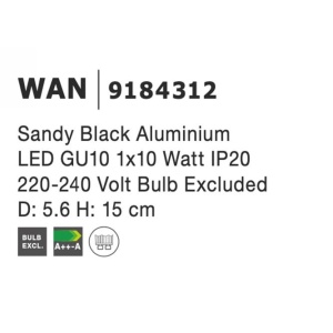 Aplica cu spot design modern Wan negru 129640 universul-luminii.ro
