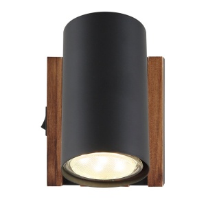 Aplica cu Spot directionabil metal negru lemn KAYDEN 249410 universul-luminii.ro