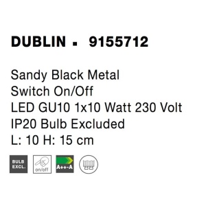 Aplica cu spot DUBLIN negru NVL-9155712 180620 universul-luminii.ro