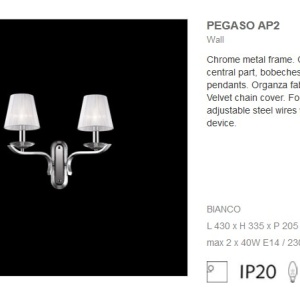 Aplica de perete 2 brate cristal Venezian PEGASO AP2 059211 44390 universul-luminii.ro