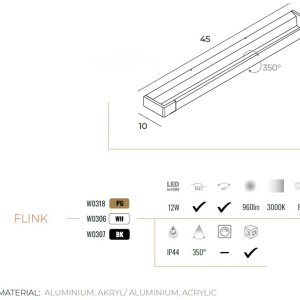 Aplica de perete baie cu protectie IP44, FLINK L-45cm, alb 117270 universul-luminii.ro