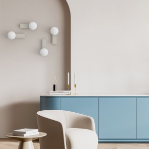 Aplica de perete baie, metal taupe cu glob de sticla alba Boletta IP44 - Img 4