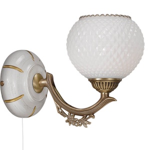 Aplica de perete clasic design italian din alama, sticla si lemn 8655 RA-A. 8655/1 101830 universul-luminii.ro