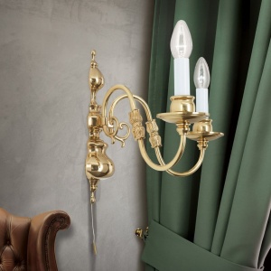 Aplica de perete cu 2 brate design clasic FLAMISCH, alama lucioasa 241400 universul-luminii.ro
