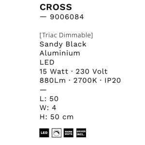 Aplica de perete cu lumina ambientala LED Cross 50cm 148310 universul-luminii.ro