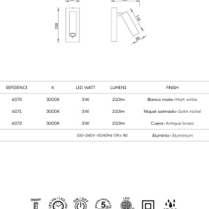 Aplica de perete cu reader LED, Tarifa nickel satinat MA-6071 171780 universul-luminii.ro