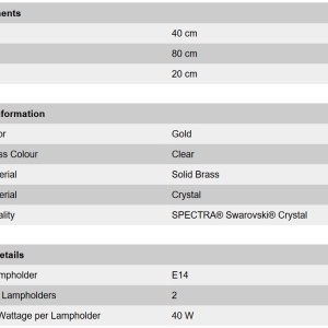 Aplica de perete de lux cristal Swarovski Katharina 2L 24K gold plated 99800 universul-luminii.ro