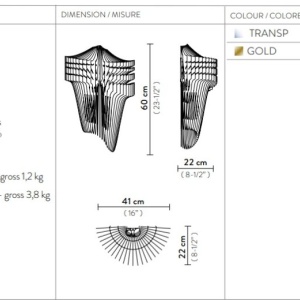 Aplica de perete design Art Deco realizata manual Aria Gold 123940 universul-luminii.ro