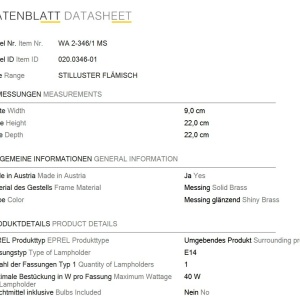Aplica de perete design clasic FLAMISCH, alama lucioasa - Img 7