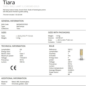 Aplica de perete design elegant Tiara crom/auriu 212280 universul-luminii.ro