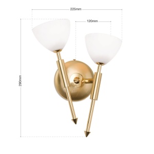 Aplica de perete design modern OPALDESIGN 2L dreapta, auriu mat - Img 7