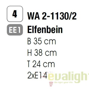 Aplica de perete design rustic cu 2 brate Tuna WA 2-1130/2 Elfenbein OR - Img 3