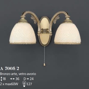 Aplica de perete din alama 2 brate design italian 7005 201640 universul-luminii.ro