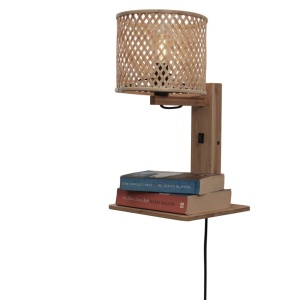 Aplica de perete eco din bambus cu polita Java shelf nat/18x15, nat - Img 1