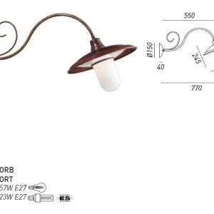 Aplica de perete exterior cu protectie IP44, fabricata manual, diam.33cm BARCHESSA 50730 universul-luminii.ro