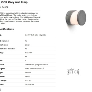 Aplica de perete exterior design modern IP65 BLOCK 82350 universul-luminii.ro