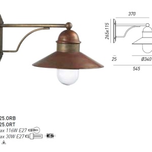 Aplica de perete exterior, IP44 Borgo 244.05.OR 50140 universul-luminii.ro