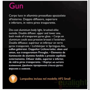 Aplica de perete exterior IP44 GUN AP2 SMALL ALLUMINIO 033013 44330 universul-luminii.ro