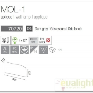 Aplica de perete exterior IP44 Mol-1 70720 47650 universul-luminii.ro