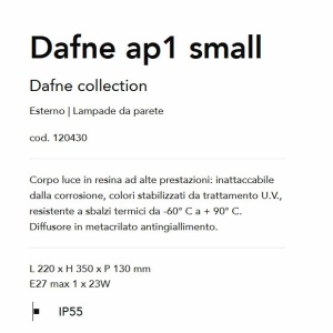 Aplica de perete exterior IP55 DAFNE AP1 SMALL BIANCO 47700 universul-luminii.ro