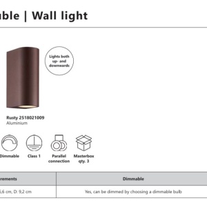 Aplica de Perete Exterior, Protectie IP44, Dion Double Rusty 244020 universul-luminii.ro