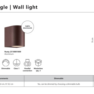 Aplica de Perete Exterior, Protectie IP44, Dion Single Rusty 167440 universul-luminii.ro