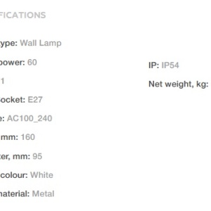 Aplica de perete exterior protectie IP54 Rando alb 100850 universul-luminii.ro