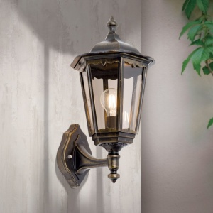 Aplica de perete exterior stil clasic IP43 Puchberg AL 11K/82570 schwarz-gold/rauch OR 249310 universul-luminii.ro