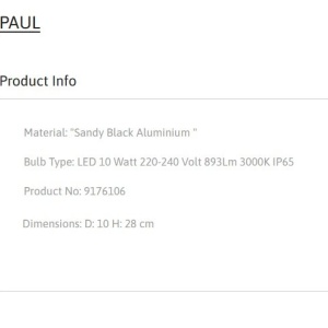 Aplica de perete exterior, terasa sau gradina, LED PAUL 152890 universul-luminii.ro