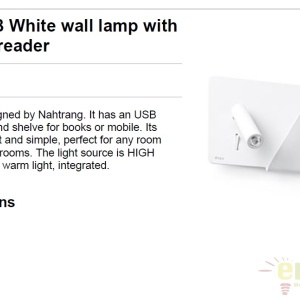 Aplica de perete / Lampa cu reader LED SUAU USB alb dormitor dreapta 62122 51400 universul-luminii.ro