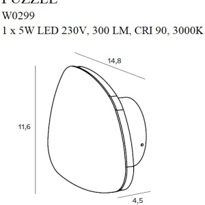 Aplica de perete LED cu lumina ambientala PUZZLE S alb W0299 MX - Img 3
