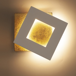 Aplica de perete LED design ambiental DALIA 18x18cm, alb/ auriu 220470 universul-luminii.ro