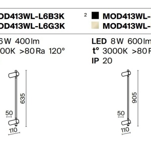 Aplica de perete LED design liniar Rotta negru 63,5cm 212290 universul-luminii.ro